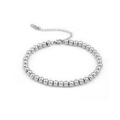5 Pulsera Bolas Doradas en varios tamaños (4mm, 5mm, 6mm, 7mm y 8mm) extensible con cierre de mosquetón. Llévala sola o en combinación.