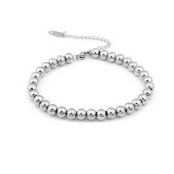 6 Pulsera Bolas Doradas en varios tamaños (4mm, 5mm, 6mm, 7mm y 8mm) extensible con cierre de mosquetón. Llévala sola o en combinación.