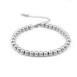 8 Pulsera Bolas Doradas en varios tamaños (4mm, 5mm, 6mm, 7mm y 8mm) extensible con cierre de mosquetón. Llévala sola o en combinación.