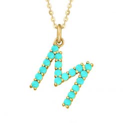 Colgante con Iniciales de Colores Oro. Collar de inicial dorado, cadena con colgante letra de circonitas de colores. Plata de ley y oro 18k.