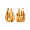 Aros Dorados Gruesos Dobles. Pendientes de Aro gruesos dorados dobles, liso y gallonado, realizados en acero inoxidable. Aros gruesos dorados con forma.