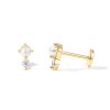 Piercing Perla brillante Dorado. Pendiente Piercing plata de ley 925 dorado con circonita y perla. Piercings en la oreja, lóbulo, cartílago.