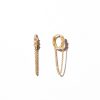 Pendientes Aro Cadena Oro. Aros con piedras tipo diamante y cadena. Aros dorados con circonitas y pequeñas cadenas.
