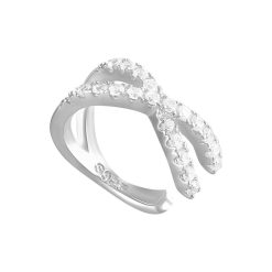 Pendiente Ear cuff Luchi Plata. Dorado mini en oro con pequeños diamantes. Pendiente de aro sin agujero doble para piercings elegantes. 