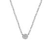 Colgante Medallón Everwhite Plata. Collar plateado de cadena con pequeño medallón bañado en circonitas. Hecho en plata de ley 925.