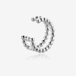 Pendientes Ear cuff Bolitas Plata de ley 925. Aros plateados mini en Plata para piercings elegantes. Pendientes sin agujero.