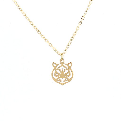 Precioso Colgante Puma Dorado. Precioso collar con colgante dorado con charm en forma de tigre y cadena. Hecho en acero inoxidable color dorado.