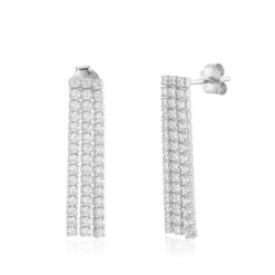 Pendientes Borla Plata son un cañón de luz. Pendientes largos de boda y fiesta en oro con diamantes. Delicados y elegantes.